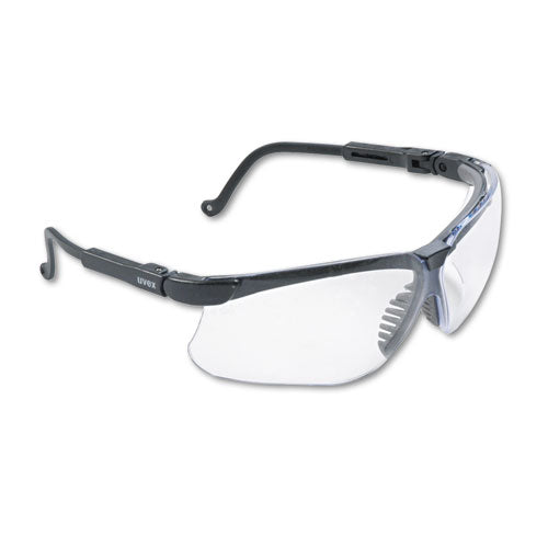 Genesis Wraparound Safety Glasses, Black Plastic Frame, Clear Lens-(UVXS3200)