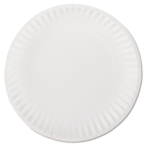 White Paper Plates, 9" dia, 100/Pack-(AJMPP9GREWHPK)