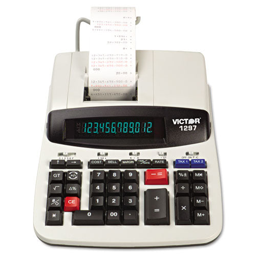 1297 Two-Color Commercial Printing Calculator, Black/Red Print, 4.5 Lines/Sec-(VCT1297)