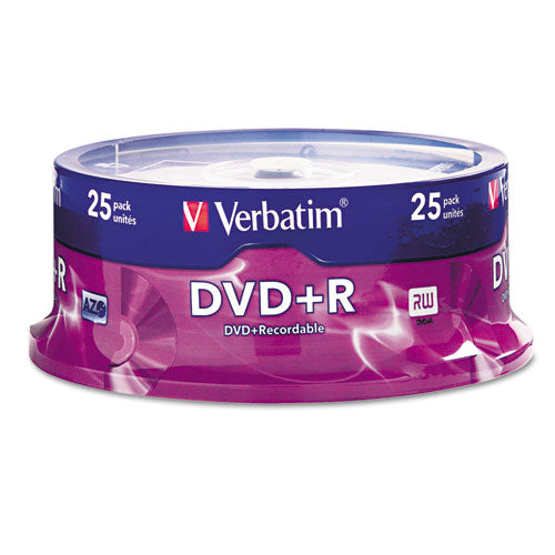 DVD+R Recordable Disc, 4.7 GB, 16x, Spindle, Silver, 25/Pack-(VER95033)