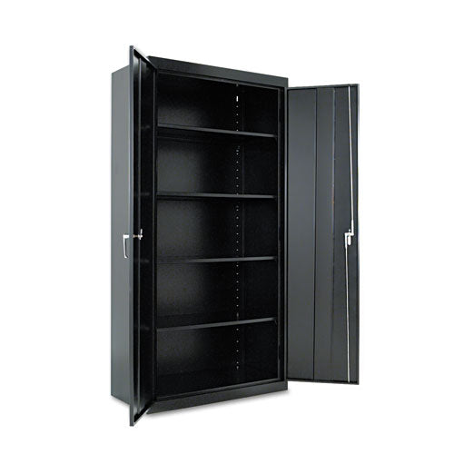 Assembled 72" High Heavy-Duty Welded Storage Cabinet, Four Adjustable Shelves, 36w x 18d, Black-(ALECM7218BK)