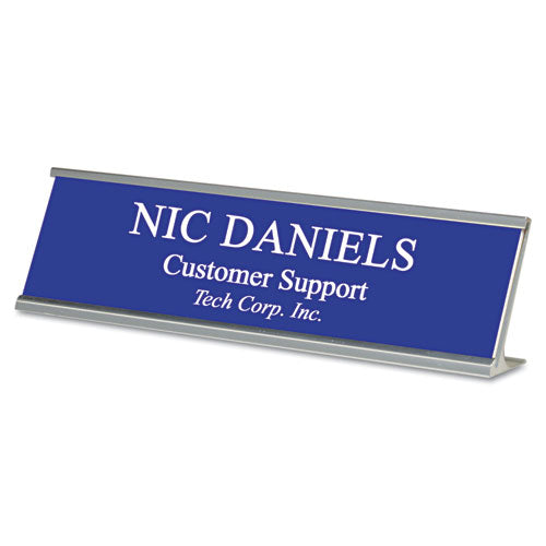 Custom Desk/Counter Sign, 8 x 2, Silver Frame-(USS91301)