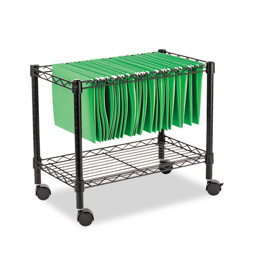 One-Tier File Cart for Side-to-Side Filing, Metal, 1 Shelf, 1 Bin, 24" x 14" x 21", Black-(ALEFW601424BL)
