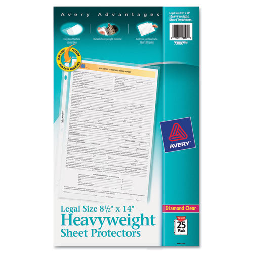Top-Load Polypropylene Sheet Protector, Heavy, Legal, Diamond Clear, 25/Pack-(AVE73897)