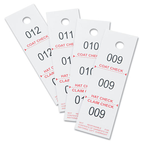 Three-Part Coat Room Checks, Paper, 1.5 x 5, White, 500/Pack-(SAF4249NC)