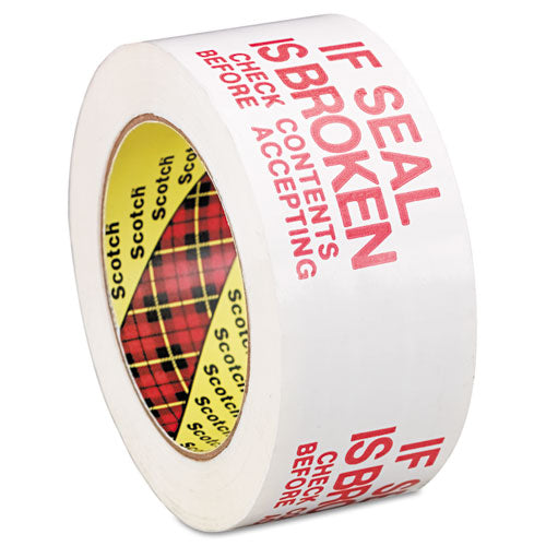 Printed Message Box Sealing Tape, 3" Core, 1.88" x 109 yds, Red/White-(MMM3771)