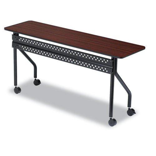 OfficeWorks Mobile Training Table, Rectangular, 60w x 18d x 29h, Mahogany/Black-(ICE68058)