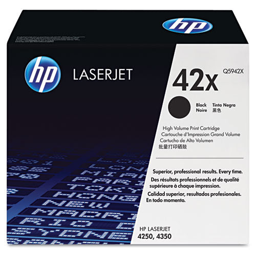 HP 42X, (Q5942X) High-Yield Black Original LaserJet Toner Cartridge-(HEWQ5942X)