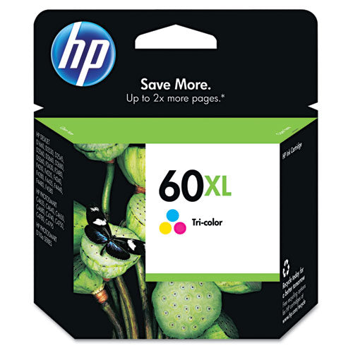 HP 60XL, (CC644WN) High-Yield Tri-Color Original Ink Cartridge-(HEWCC644WN)