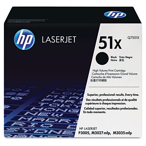 HP 51X, (Q7551X) High-Yield Black Original LaserJet Toner Cartridge-(HEWQ7551X)