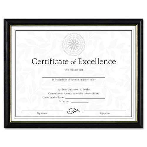 Two-Tone Document/Diploma Frame, Wood, 8.5 x 11, Black with Gold Leaf Trim-(DAXN17981BT)