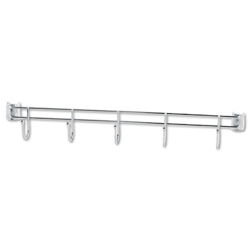 Hook Bars For Wire Shelving, Five Hooks, 24" Deep, Silver, 2 Bars/Pack-(ALESW59HB424SR)