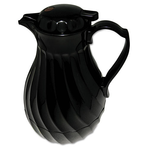 Poly Lined Carafe, Swirl Design, 40 oz, Black-(HOR4022B)