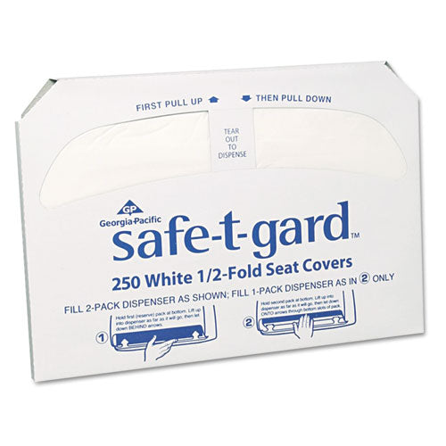 Safe-T-Gard Half-Fold Toilet Seat Covers, 14.5 x 17, White, 250/Pack, 20 Packs/Carton-(GPC47046)