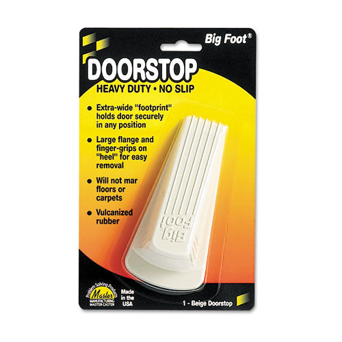 Big Foot Doorstop, No Slip Rubber Wedge, 2.25w x 4.75d x 1.25h, Beige-(MAS00900)