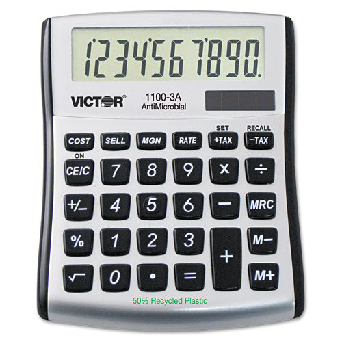 1100-3A Antimicrobial Compact Desktop Calculator, 10-Digit LCD-(VCT11003A)