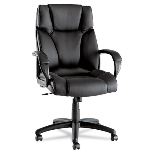 Alera Fraze Series Executive High-Back Swivel/Tilt Bonded Leather Chair, Supports 275 lb, 17.71" to 21.65" Seat Height, Black-(ALEFZ41LS10B)
