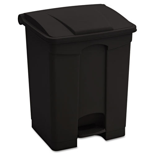 Large Capacity Plastic Step-On Receptacle, 17 gal, Plastic, Black-(SAF9922BL)