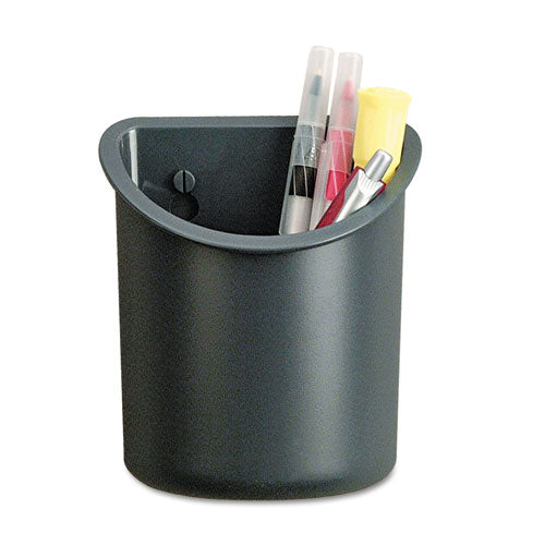 Recycled Plastic Cubicle Pencil Cup, 4.25 x 2.5 x 5, Wall Mount, Charcoal-(UNV08193)