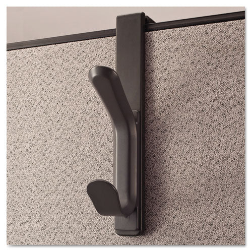 Recycled Cubicle Double Coat Hook, Plastic, Charcoal-(UNV08607)