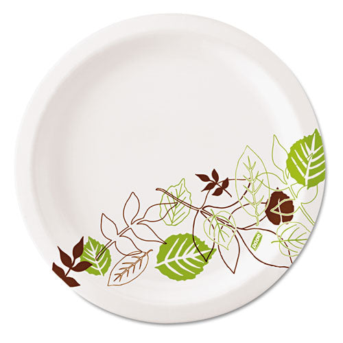 Pathways Soak-Proof Shield Mediumweight Paper Plates, 6.88" dia, Green/Burgundy, 125/Pack, 8 Packs/Carton-(DXEUX7PATH)