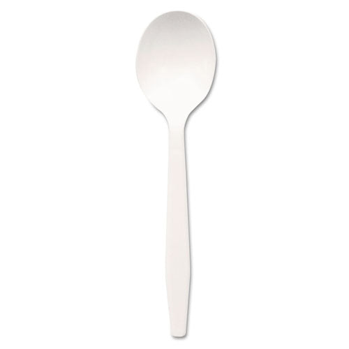 Plastic Cutlery, Mediumweight Soup Spoons, White, 1,000/Carton-(DXEPSM21)