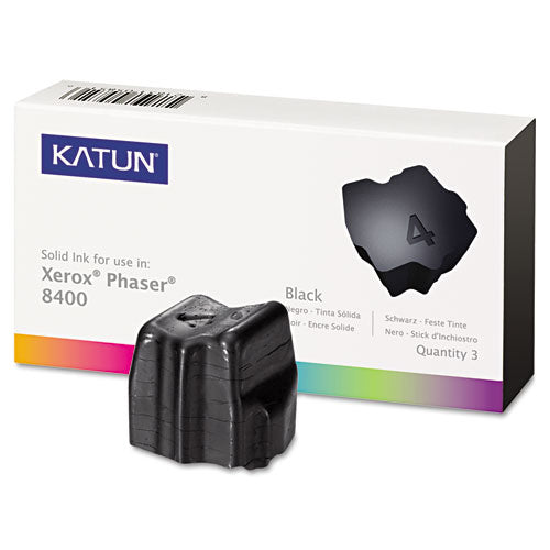 Compatible 108R00604 Solid Ink Stick, 3,400 Page-Yield, Black, 3/Box-(KAT38707)