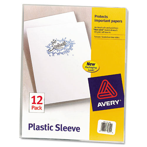 Clear Plastic Sleeves, Letter Size, Clear, 12/Pack-(AVE72311)