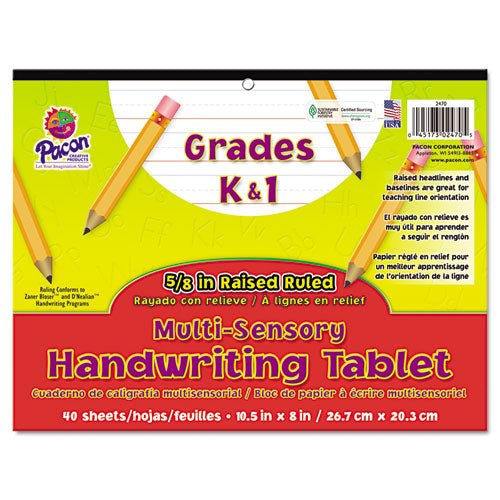Multi-Sensory Handwriting Tablet, 5/8" Long Rule, 8 x 10.5, 40/Pad-(PAC2470)