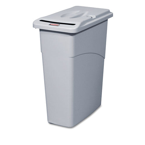 Slim Jim Confidential Document Waste Receptacle with Lid, 23 gal, Light Gray-(RCP9W15LGY)