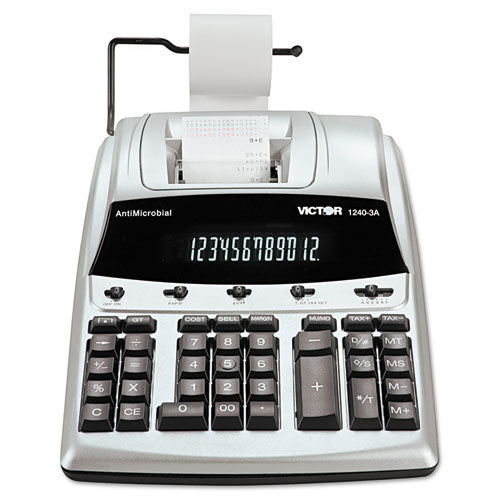 1240-3A Antimicrobial Printing Calculator, Black/Red Print, 4.5 Lines/Sec-(VCT12403A)