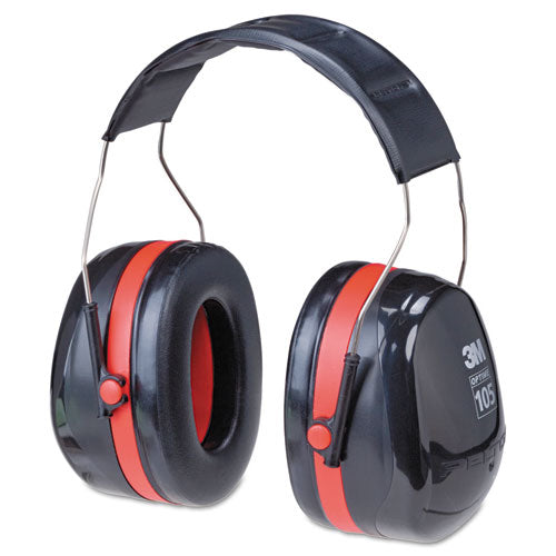 PELTOR OPTIME 105 High Performance Ear Muffs H10A, 30 dB NRR, Black/Red-(MMMH10A)