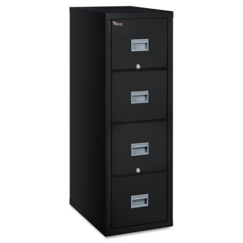 Patriot by FireKing Insulated Fire File, 1-Hour Fire Protection, 4 Legal/Letter File Drawers, Black, 17.75" x 25" x 52.75"-(FIR4P1825CBL)