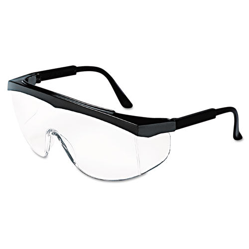 Stratos Safety Glasses, Black Frame, Clear Lens, 12/Box-(CRWSS110)