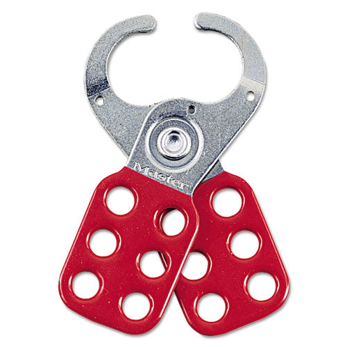 Steel Lockout Hasp, Steel/Vinyl, 2.37", Silver/Red-(MLK421)