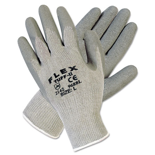 FlexTuff Latex Dipped Gloves, Gray, Large, 12 Pairs-(MPG9688L)