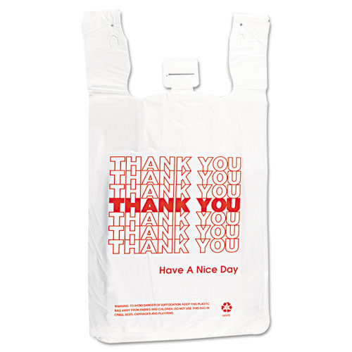 HDPE T-Shirt Bags, 14 microns, 12" x 23", White, 500/Carton-(IBSTHW2VAL)