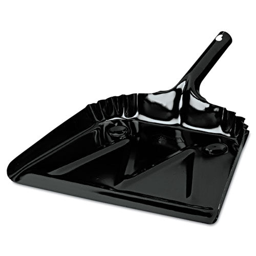 Heavy-Duty Metal Dust Pan, 12 x 14, 20-Gauge Steel, Black-(IMP4212)