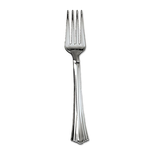 Heavyweight Plastic Forks, Reflections Design, Silver, 600/Carton-(WNA610155)