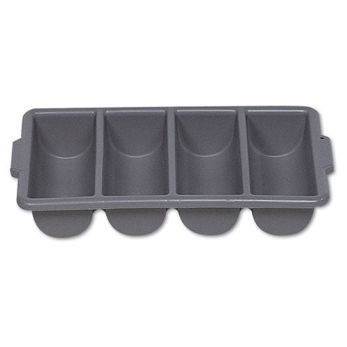 Cutlery Bin, 4 Compartments, Plastic, 11.5 x 21.25 x 3.75, Plastic, Gray-(RCP3362GRA)