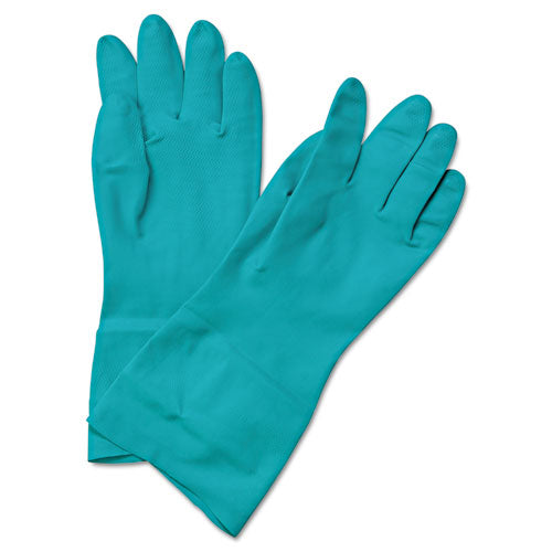 Flock-Lined Nitrile Gloves, Small, Green, Dozen-(BWK183S)