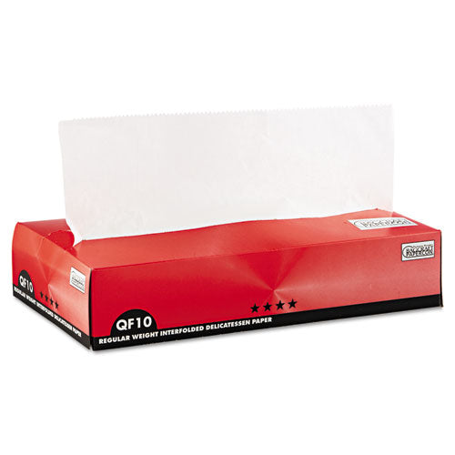 QF10 Interfolded Dry Wax Deli Paper, 10 x 10.25, White, 500/Box, 12 Boxes/Carton-(BGC011010)