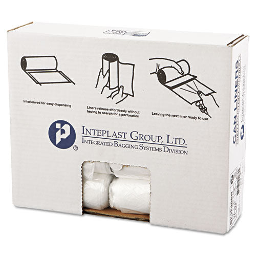 High-Density Commercial Can Liners, 10 gal, 8 microns, 24" x 24", Natural, 50 Bags/Roll, 20 Rolls/Carton-(IBSS242408N)