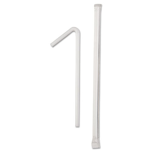 Wrapped Flex Straws, 7.75", Polypropylene, White, 10,000/Carton-(DXEFXW7)