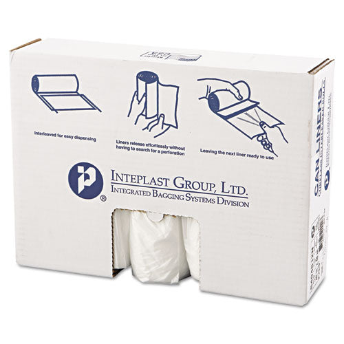 High-Density Interleaved Commercial Can Liners, 45 gal, 12 microns, 40" x 48", Clear, 25 Bags/Roll, 10 Rolls/Carton-(IBSS404812N)