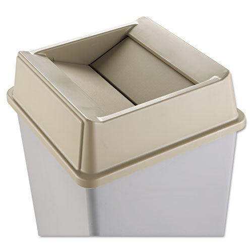 Untouchable Square Swing Top Lid, Plastic, 20.13w x 20.13d x 6.25h, Beige-(RCP2664BEI)