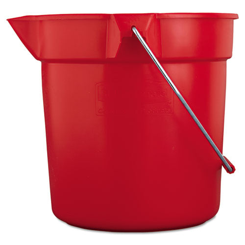 BRUTE Round Utility Pail, 10 qt, Plastic, Red, 10.5" dia-(RCP2963RED)