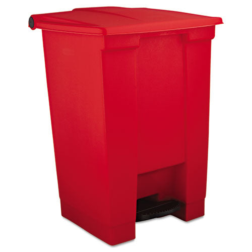 Indoor Utility Step-On Waste Container, 12 gal, Plastic, Red-(RCP6144RED)