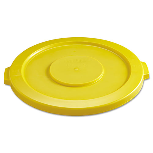 Round Flat Top Lid, for 32 gal Round BRUTE Containers, 22.25" Diameter, Yellow-(RCP2631YEL)