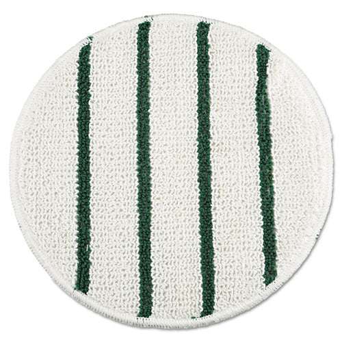 Low Profile Scrub-Strip Carpet Bonnet, 21" Diameter, White/Green-(RCPP271)